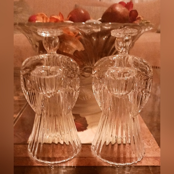 Vintage Pair of Angel Candleholders by St. George Crystal - Picture 3 of 6